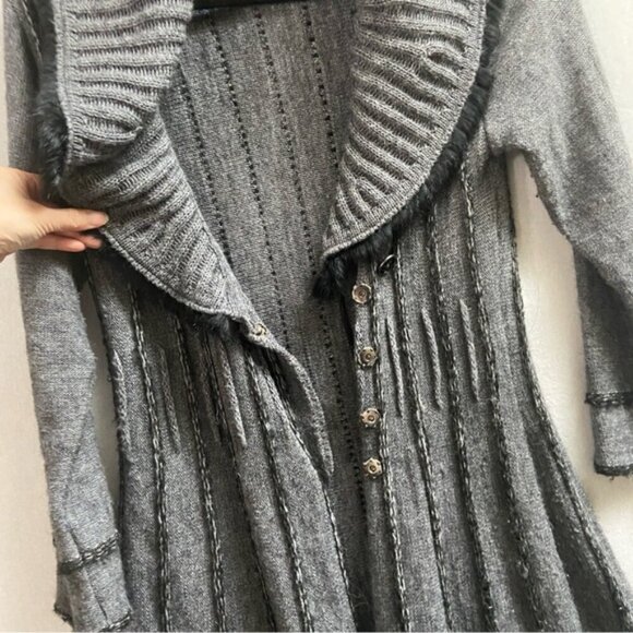 Joseph Ribkoff alpaca wool cowl neck textured sweater midi cardigan dresss Sz 12 - Picture 8 of 13